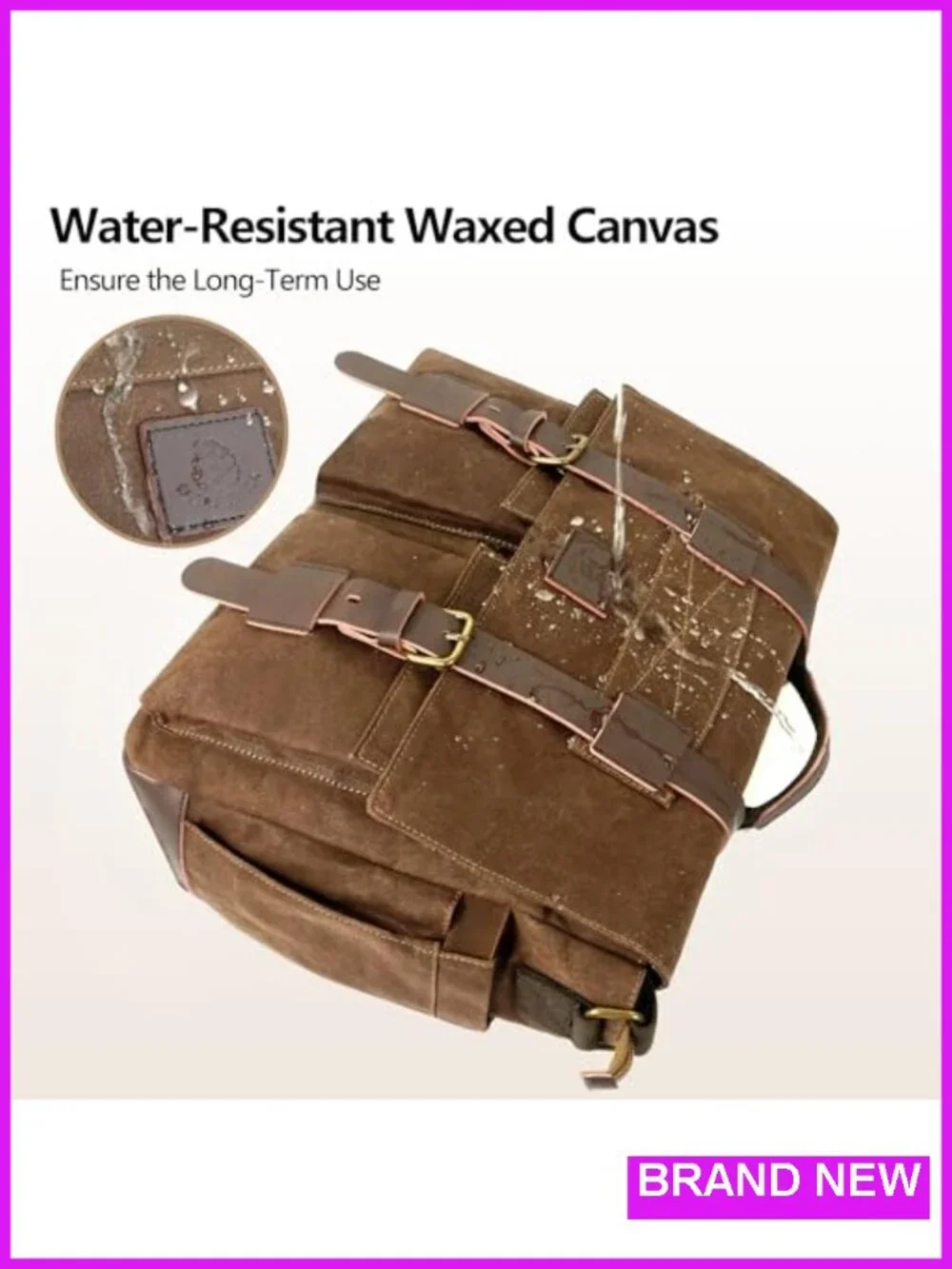 Waterproof Waxed Canvas Messenger Bag for Men - 14